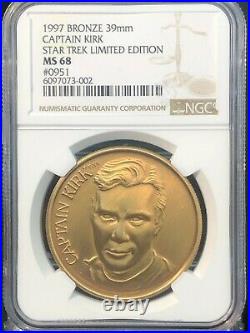 1997 Bronze 39mm Captain Kirk Star Trek Limited Edition NGC MS68 1000 Mintage