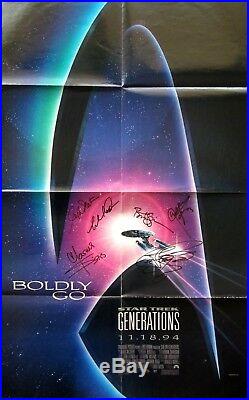 Cast signed Star Trek Generations movie poster Shatner Burton Dorn Koenig Spiner