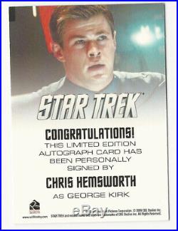 Chris Hemsworth as George Kirk 2009 Star Trek XI Movie Autograph Card Auto Thor