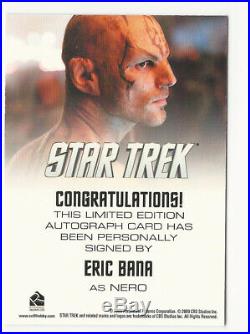 Eric Bana as Nero 2009 Rittenhouse STAR TREK XI Movie Autograph Card Auto