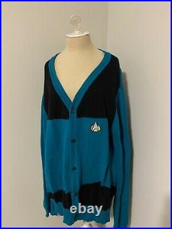 GENTLY WORN Her Universe RARE Star Trek TNG Teal Uniform Cardigan Sweater XL
