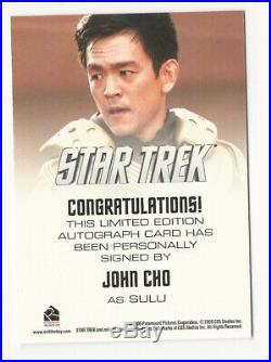 John Cho as Sulu 2009 Rittenhouse STAR TREK XI Movie Autograph Card Auto