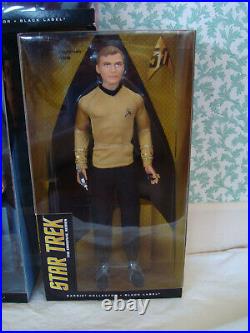 Kirk Spock Uhura Star Trek Black Label 2016 Sealed Barbie 50th Anniversary