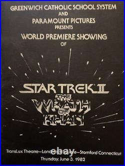 Leonard Nimoy Signed 1982 World Premiere Showing of Star Trek2 The Wrath of Khan