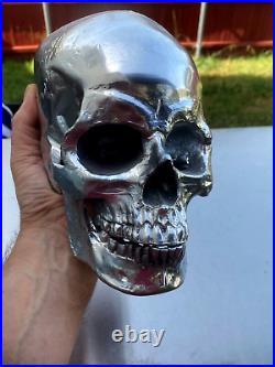 Life size Metal chrome coated cast skull Star Trek prop hallween