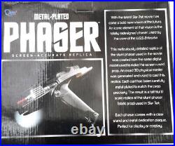 QMX 2011 Star Trek Enterprise Metal-Plated Stunt Phaser Replica-Boxed-OOP