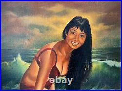 RARE Vintage Star Trek Japanese Actress Oil Painting, Miko Mayama, Al Shelton
