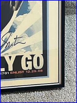 Retro-Style Framed Star Trek 2009 Movie Poster BOLDLY GO Signed SHATNER & NIMOY