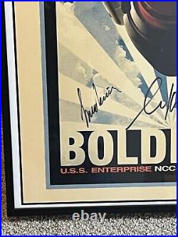 Retro-Style Framed Star Trek 2009 Movie Poster BOLDLY GO Signed SHATNER & NIMOY