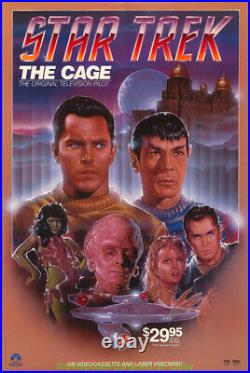 STAR TREK THE CAGE MOVIE POSTER 27x40 ORIGINAL ROLLED N. MINT 1980S VIDEO POSTER