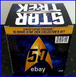 Star Trek 1 10 Ltd. Ed. 50th Anniversary Blu-Ray Steelbook Collection Box-Used
