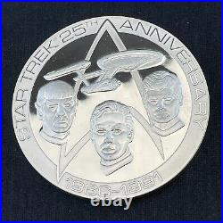 Star Trek 25th Anniversary 1990 5 Ounce. 925 Sterling Silver Coin