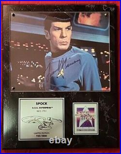 Star Trek 25th Anniversary Autographed Signed Plaque Leanord Nimoy Spock 1991