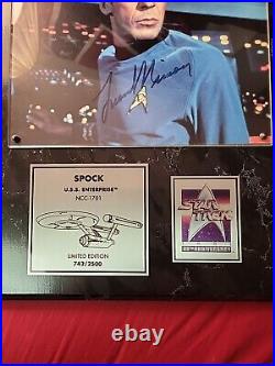 Star Trek 25th Anniversary Autographed Signed Plaque Leanord Nimoy Spock 1991