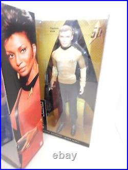 Star Trek 50th Anniversary Black Label Barbie Uhura, Kirk & Spock NIB 2016 NEW