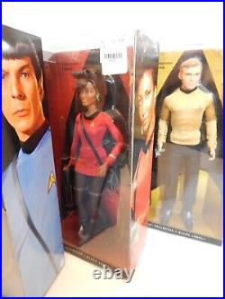 Star Trek 50th Anniversary Black Label Barbie Uhura, Kirk & Spock NIB 2016 NEW