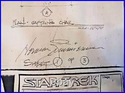 Star Trek BLUE PRINT CAPTAINS CHAIR 1996 signed by Herman Zimmerman BL