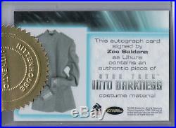 Star Trek Beyond Movie 2017, Zoe Saldana'Uhura' Autograph/Relic Card