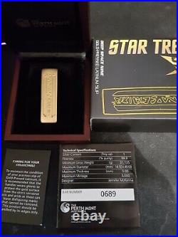 Star Trek Ds9 Gold Pressed Latinum Slip From The Perth Mint 2016. Mint Condition