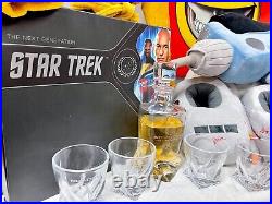 Star Trek Lot-Galileo slippers, TOS Phaser, Cpt'n Kirk Robe & 5 Pc Decanter Set