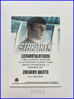 Star Trek Movie 2014 Into Darkness Autograph Card Zachary Quinto as Spock