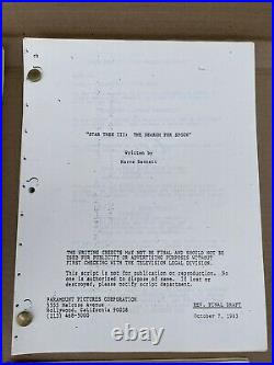 Star Trek Movie Scripts Manuscripts Lot Of 4 Copied Live Signed Judson Scott