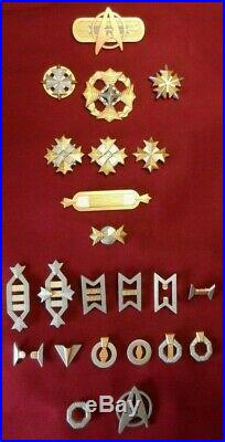 Star Trek Movie Uniform Rank Communicator Pin Pip Badge Insignia Maroon SET