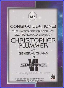 Star Trek Movies Motion Christopher Plummer As General Chang Autograph Card A57