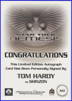 Star Trek Nemesis Movie Na3 Tom Hardy As Shinzon Autograph Eddie Brock Venom