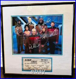 Star Trek Next Generation Cast Autographed Framed Photo Signed SCOREBOARD COA