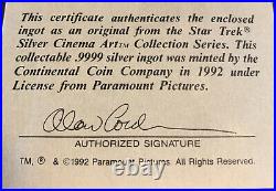 Star Trek The Motion Picture 1.1 oz. 9999% Fine Silver Ingot Paramount Pictures