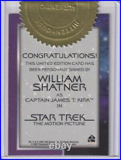 Star Trek The Motion Picture Autograph Card William Shatner as Captain Kirk