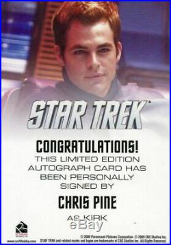 Star Trek The Movie 2009 Chris Pine as Kirk Limited Autograph Card