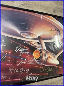 Star trek uss enterprise ncc-1701 AUTOGRAPHED LARGE FRAMED Takei Deforest