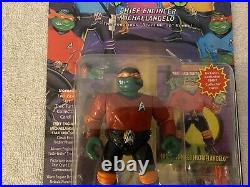 TMNT 1994 CHIEF ENGINEER MICHAELANGELO WithCOLLECTOR CARD MOC (RED NUNCHAKUS)