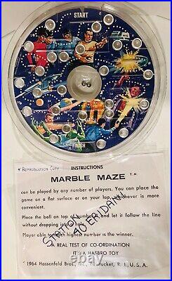 VINTAGE STAR TREK MARBLE MAZE GAME Hasbro 1967 PPC- KIRK SPOCK Marbles Instrux