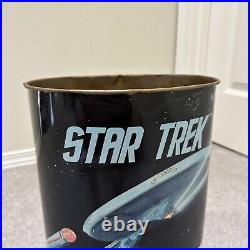 Vintage 1977 Star Trek NCC-1701 U. S. S. Enterprise Metal Trash Can 13 tall USA