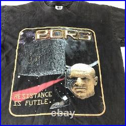 Vintage 1998 Borg Star Trek Single Stitch Black T Shirt Size Large
