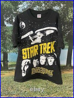 Vintage RARE 1993 Star Trek Double Sided Shirt All Over Print Size XL Enterprise