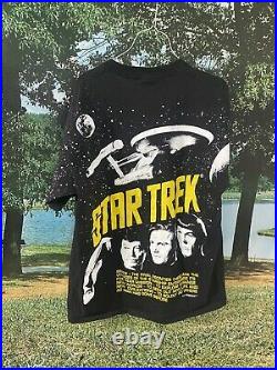 Vintage RARE 1993 Star Trek Double Sided Shirt All Over Print Size XL Enterprise