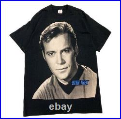 Vintage Star Trek Captain Kirk T-Shirt all Over Print MEGA Large 90s Movie