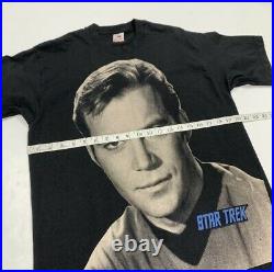 Vintage Star Trek Captain Kirk T-Shirt all Over Print MEGA Large 90s Movie