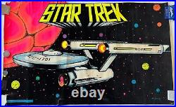 Vintage Star Trek Enterprise Flocked Blacklight Poster 20X30 1975 Ultra Rare
