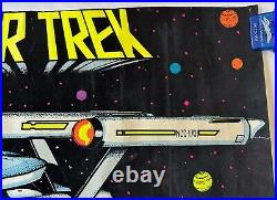 Vintage Star Trek Enterprise Flocked Blacklight Poster 20X30 1975 Ultra Rare