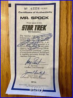 Vintage Star Trek Mr. Spock Porcelain Doll With Certificate Of Authenticity