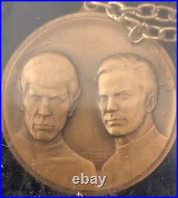 Vintage Star Trek Spock and Captain Kirk Bronze Commemorative Medallion 9/8/1966