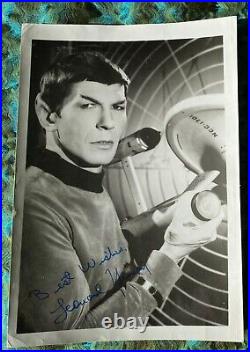 Vtg Early 1967 Leonard Nimoy Mr. Spock Star Trek Stock Autographed 5 x 7 Photo