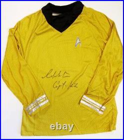 William Shatner Signed Star Trek Gold Shirt withCaptain Kirk-Beckett Auth