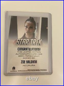 ZOE SALDANA as UHURA Autograph Card STAR TREK 2009 MOVIE also AVATAR GUARDIANS